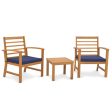 3 Pieces Outdoor Furniture Set with Soft Seat Cushions-Navy For Sale