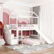 White Twin Over Twin PlayHouse Perpendicular Bunk Bed with Slide Hot on Sale