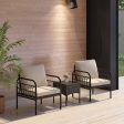 3 Pieces Patio Wicker Conversation Set with Cushions and Tempered Glass Coffee Table-Beige Online