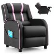 Kids Recliner Chair with Side Pockets and Footrest-Pink Supply