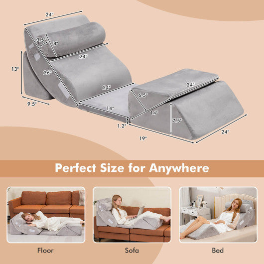 6 Pieces Orthopedic Bed Wedge Pillow Set for Back Neck Leg-Gray Online Hot Sale