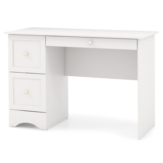 Wooden Computer Desk Workstation with 3 Drawers for Home and Office-White on Sale