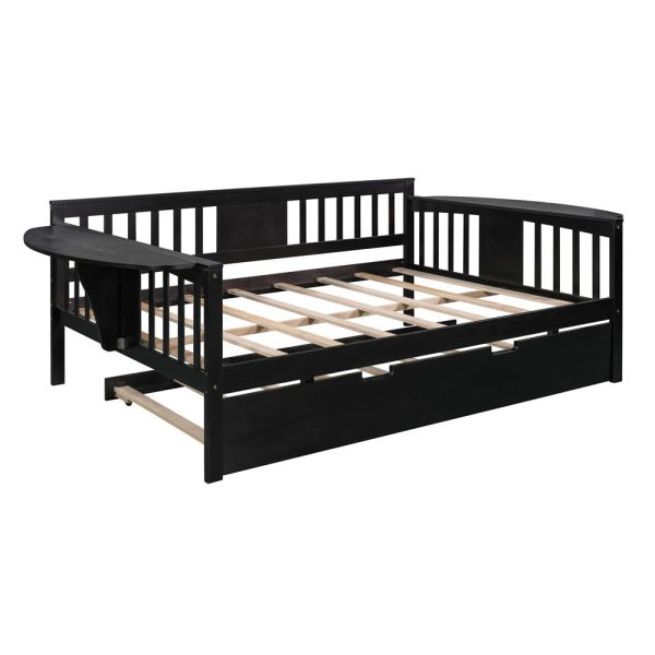 Espresso Wood Bed Frame with Trundle Supply