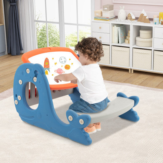 Convertible Kids Activity Table Set Toddler Easel with Erasable Whiteboard-Blue For Discount