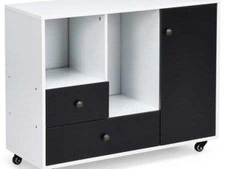 Lateral Mobile Filing Cabinet with 2 Drawers-Black Hot on Sale