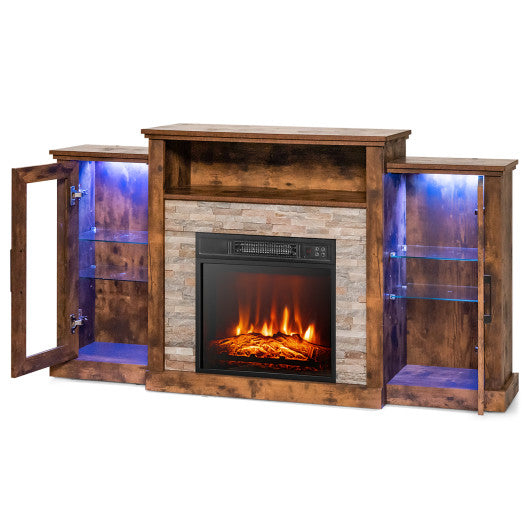 Fireplace TV Stand with 16-Color Led Lights for TVs up to 65 Inch For Sale