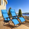 2 Pieces Folding Lounge Chair with Zero Gravity-Light Blue Online now