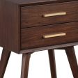 Walnut and Gold 2 Drawer Nightstand Online