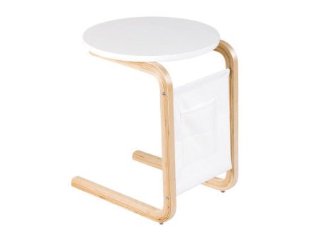 Bentwood Sofa Side Table with Square Tabletop and Storage Bag Cheap