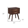 Walnut and Gold 2 Drawer Nightstand Online