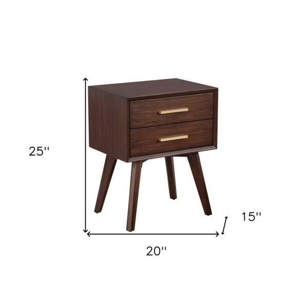 Walnut and Gold 2 Drawer Nightstand Online