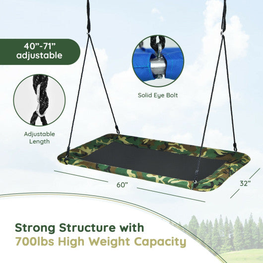 60 Inches Platform Tree Swing Outdoor with  2 Hanging Straps-Camouflage Sale