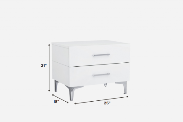 21  White Two Drawers Nightstand Cheap