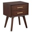 Walnut and Gold 2 Drawer Nightstand Online