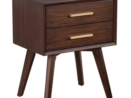 Walnut and Gold 2 Drawer Nightstand Online