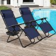 2 Pieces Folding Lounge Chair with Zero Gravity-Navy Supply