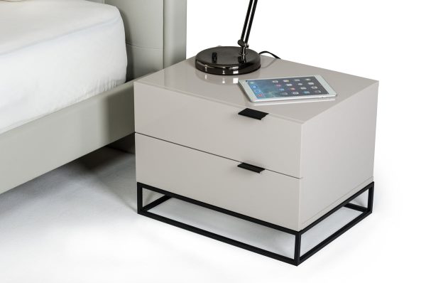 16  Grey Mdf And Metal Nightstand on Sale