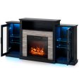 Fireplace TV Stand with 16-Color Led Lights for TVs up to 65 Inch-Black Supply