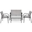 4 Pieces Patio Furniture Set with Glass Top Coffee Table-Gray Hot on Sale