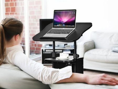 Sit-to-Stand Laptop Desk Cart Height Adjustable with Storage-Black Fashion