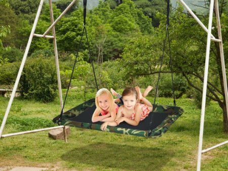 60 Inches Platform Tree Swing Outdoor with  2 Hanging Straps-Camouflage Sale