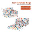 2-in-1 Convertible Kids Sofa with Velvet Fabric-Multicolor Online Sale