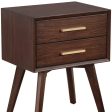 Walnut and Gold 2 Drawer Nightstand Online