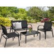 4 Pieces Patio Furniture Set with Glass Top Coffee Table-Black Online