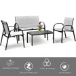 4 Pieces Patio Furniture Set with Glass Top Coffee Table-Gray Hot on Sale